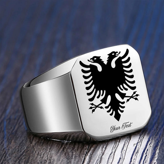 Albanian Eagle Ring - Your Name Ring