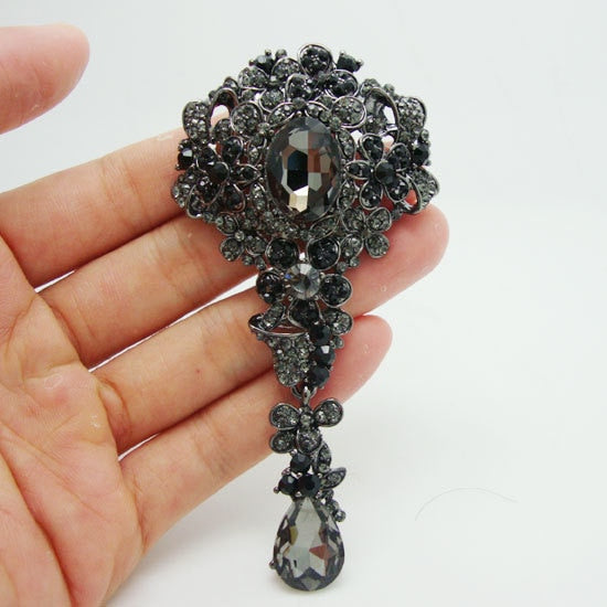 Exquisite Black Crystals Flower Brooch For Women And Men Fantastic