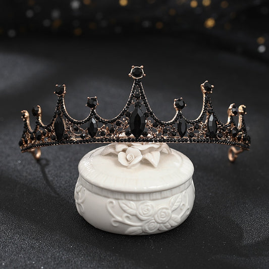 Black Crystal Rhinestone Crown Wedding Diadem Tiara