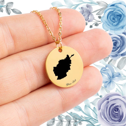 Afghanistan Country Map Necklace - Personalizable Jewelry