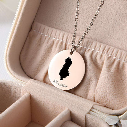 Albania Country Map Necklace - Personalizable Jewelry