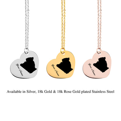 Algeria Country Map Necklace - Personalizable Jewelry