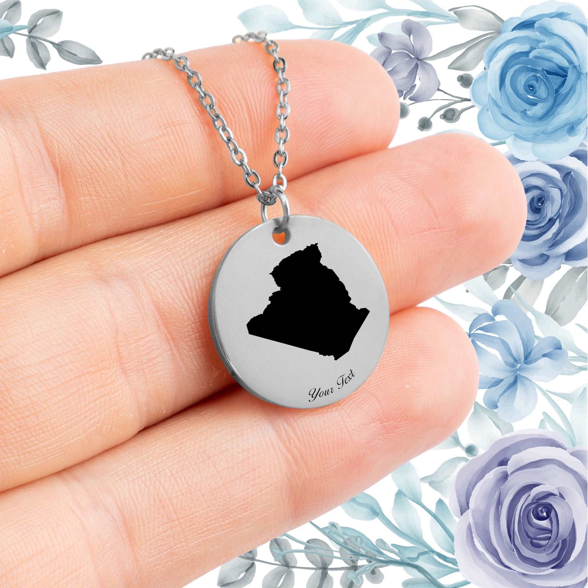 Algeria Country Map Necklace - Personalizable Jewelry