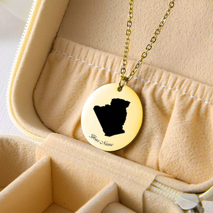 Algeria Country Map Necklace - Personalizable Jewelry