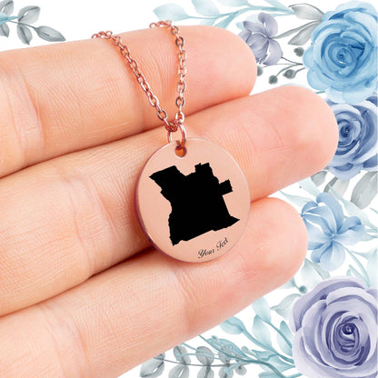 Angola Country Map Necklace - Personalizable Jewelry