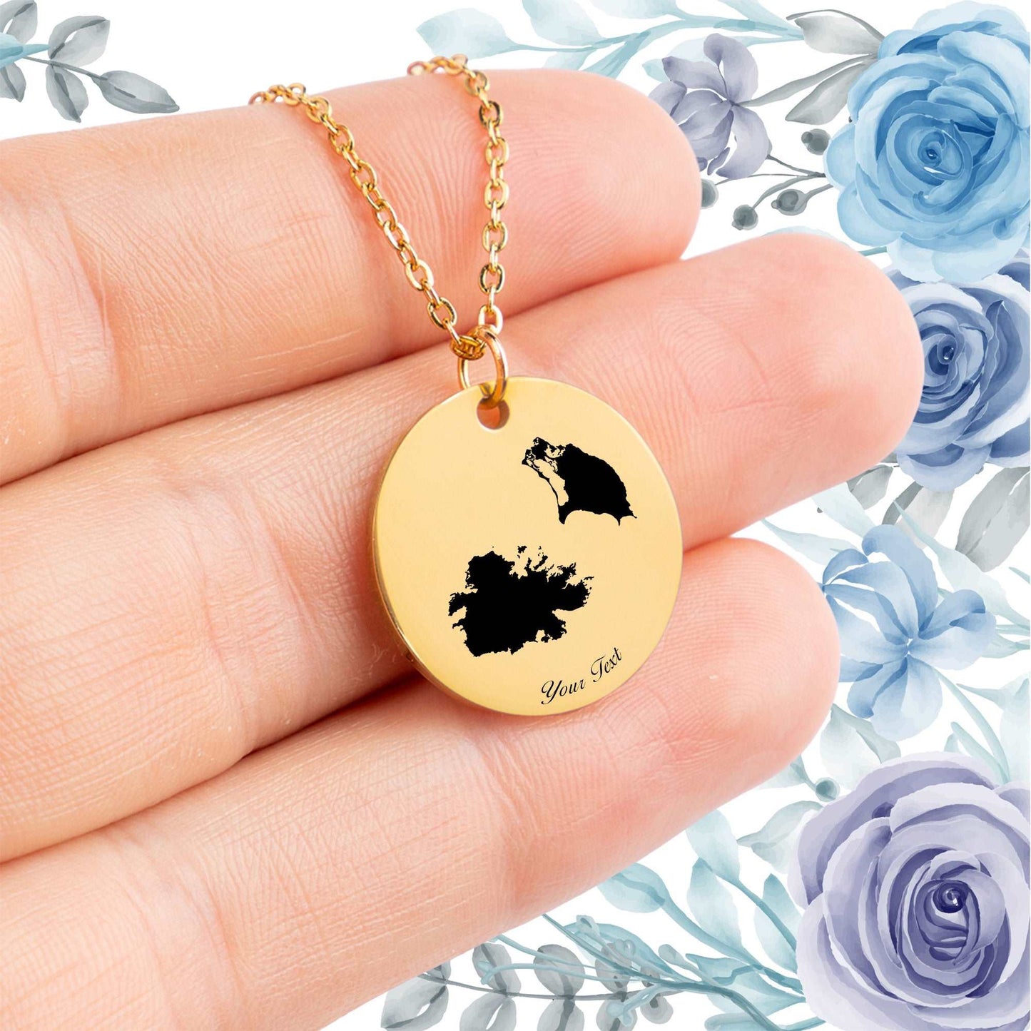Antigua and Barbuda Country Map Necklace - Personalizable Jewelry