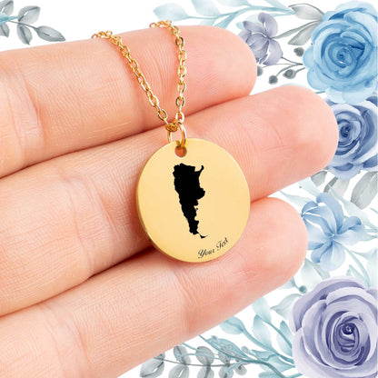 Argentina Country Map Necklace - Personalizable Jewelry