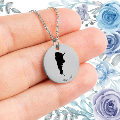Argentina Country Map Necklace - Personalizable Jewelry