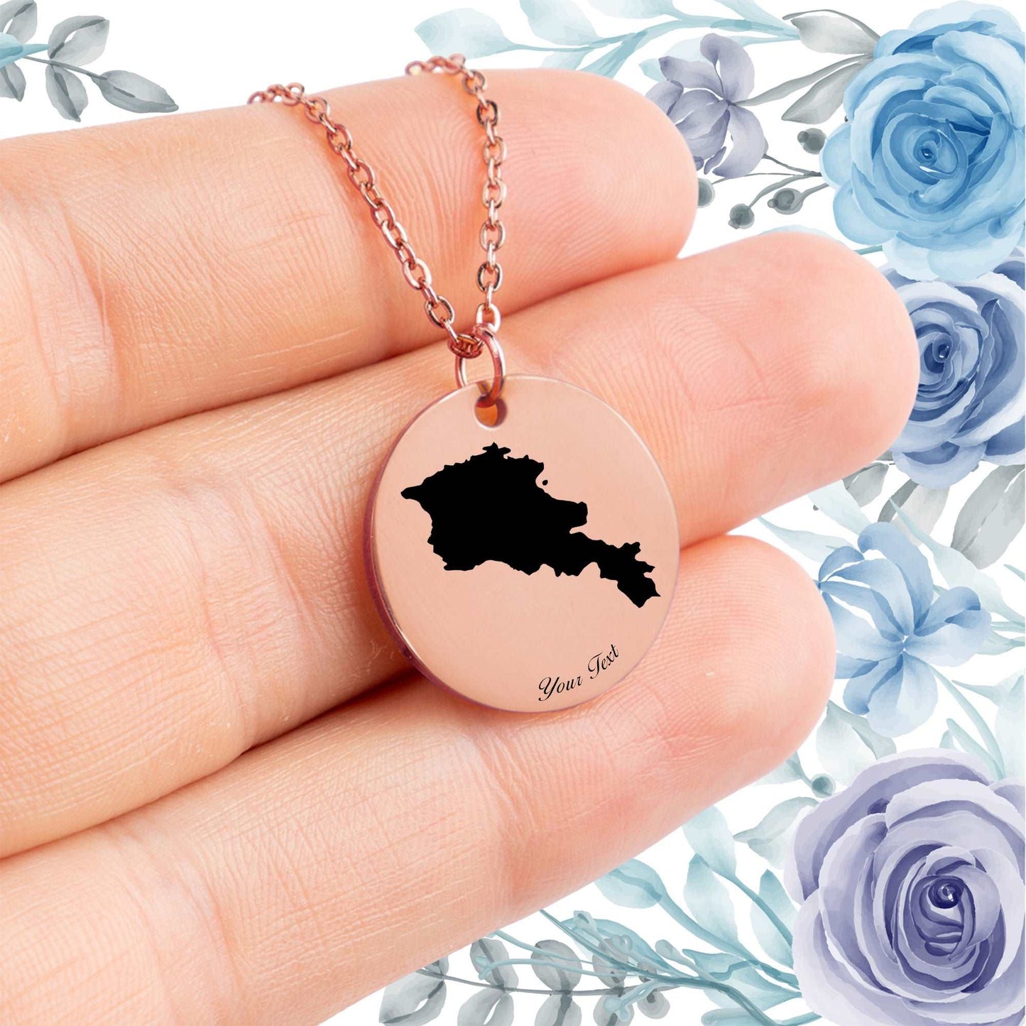 Armenia Country Map Necklace - Personalizable Jewelry