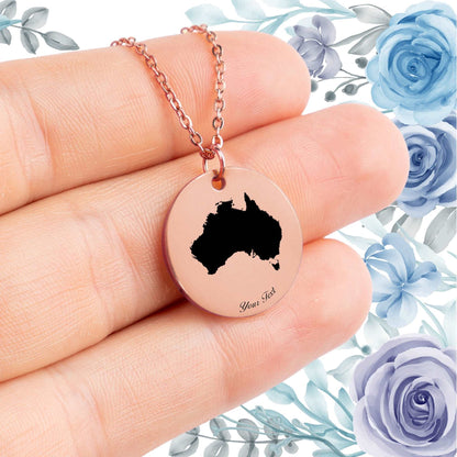 Australia Country Map Necklace - Personalizable Jewelry