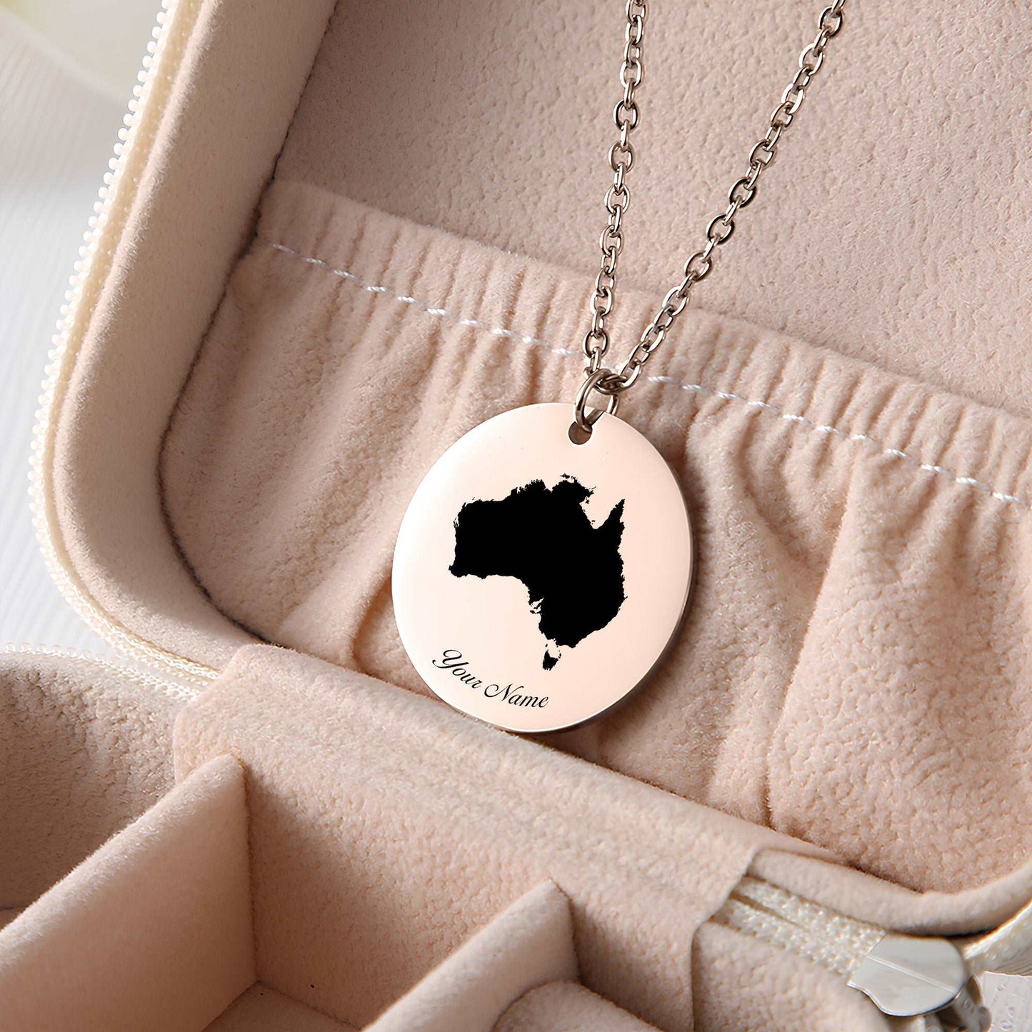 Australia Country Map Necklace - Personalizable Jewelry