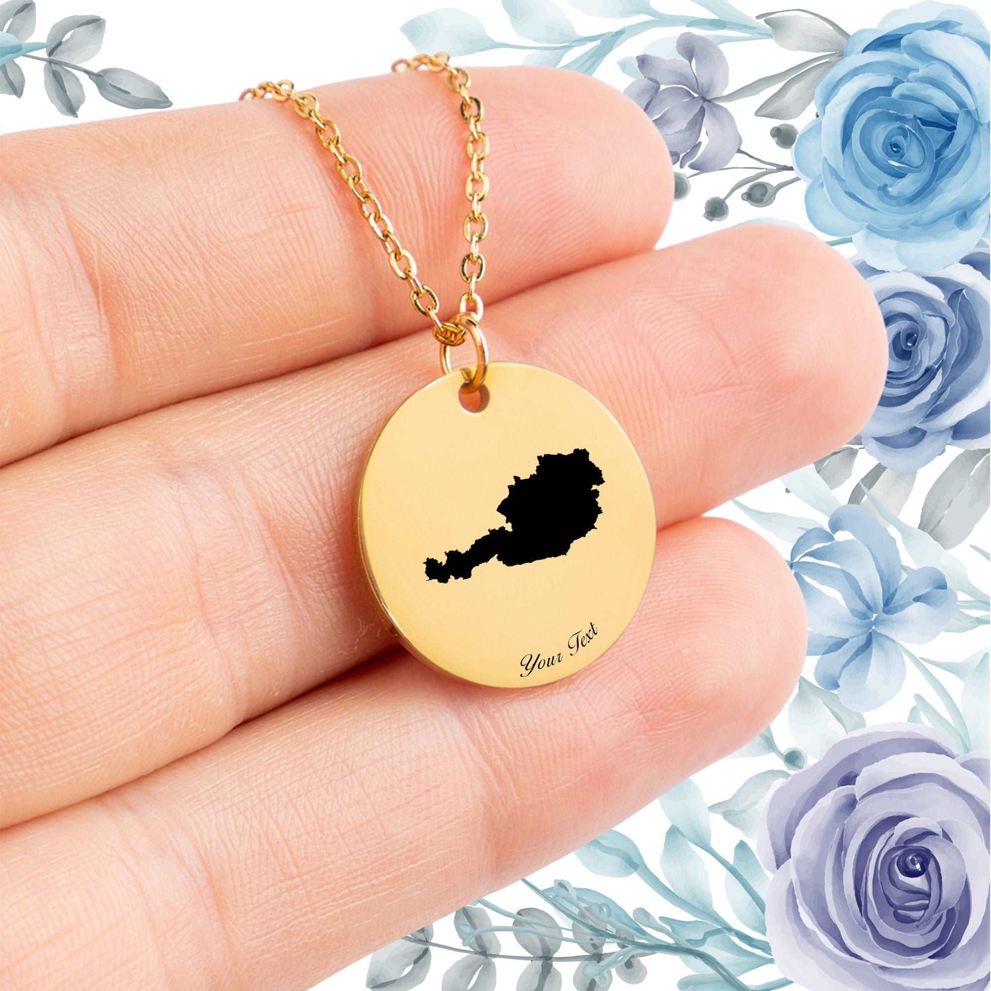 Austria Country Map Necklace - Personalizable Jewelry