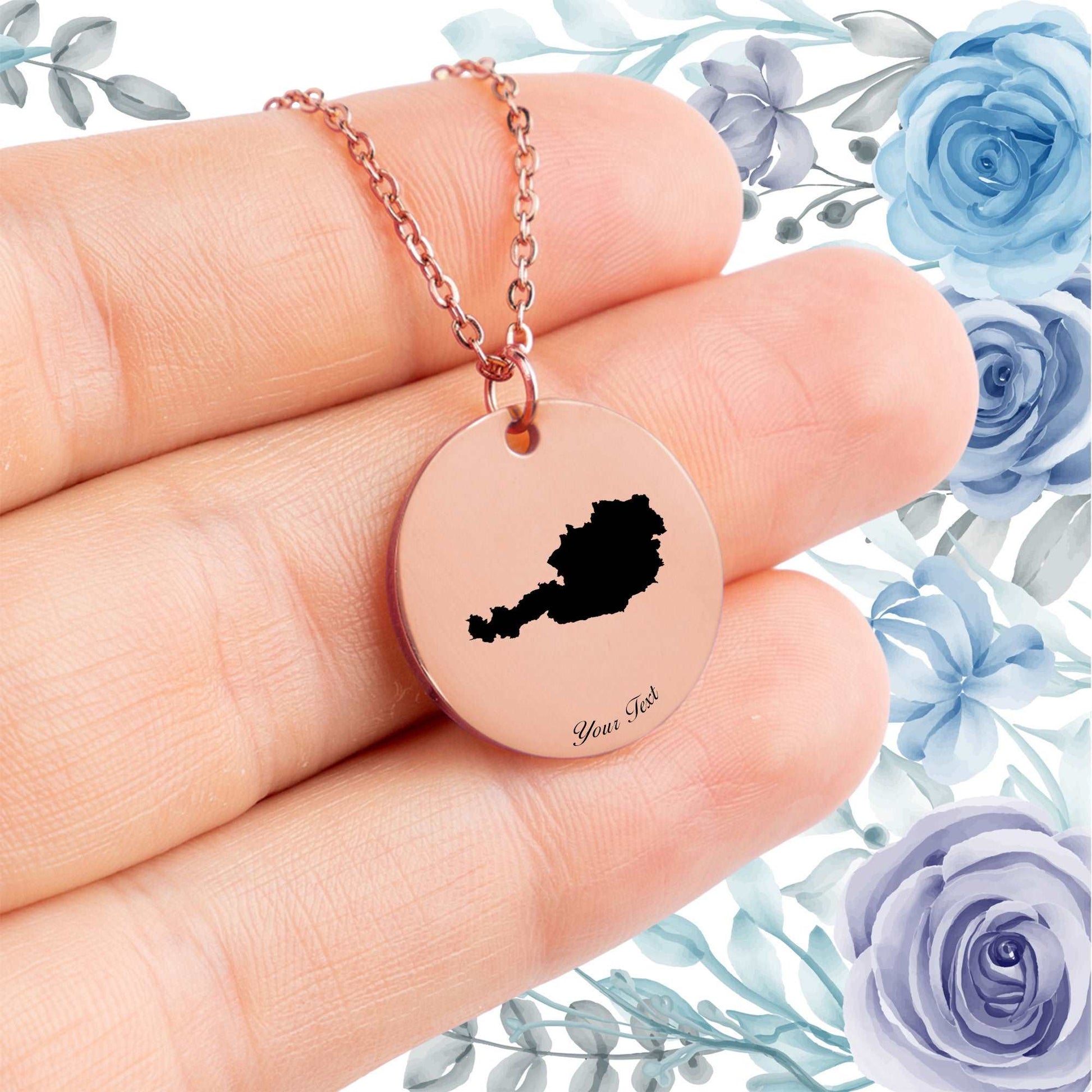 Austria Country Map Necklace - Personalizable Jewelry