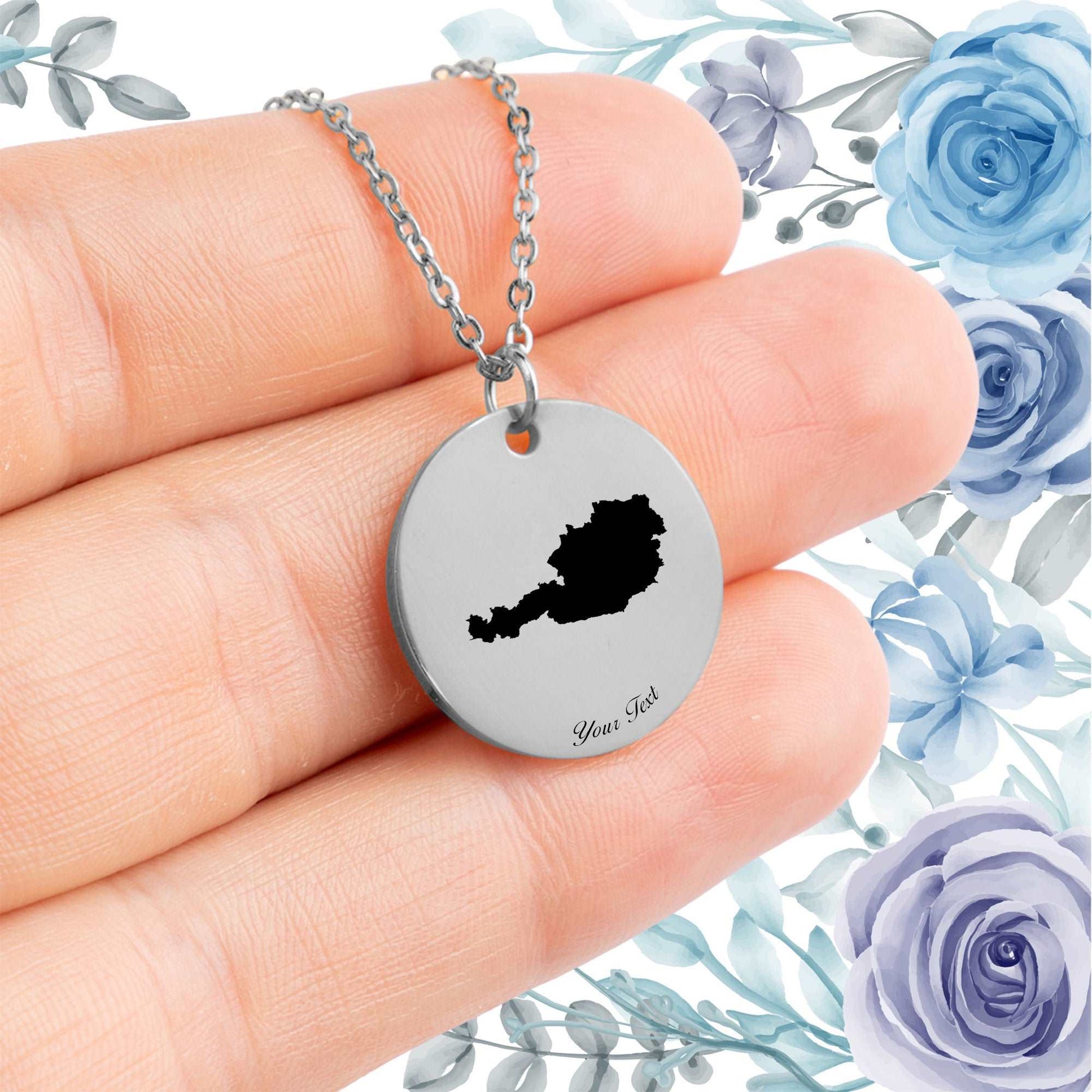 Austria Country Map Necklace - Personalizable Jewelry