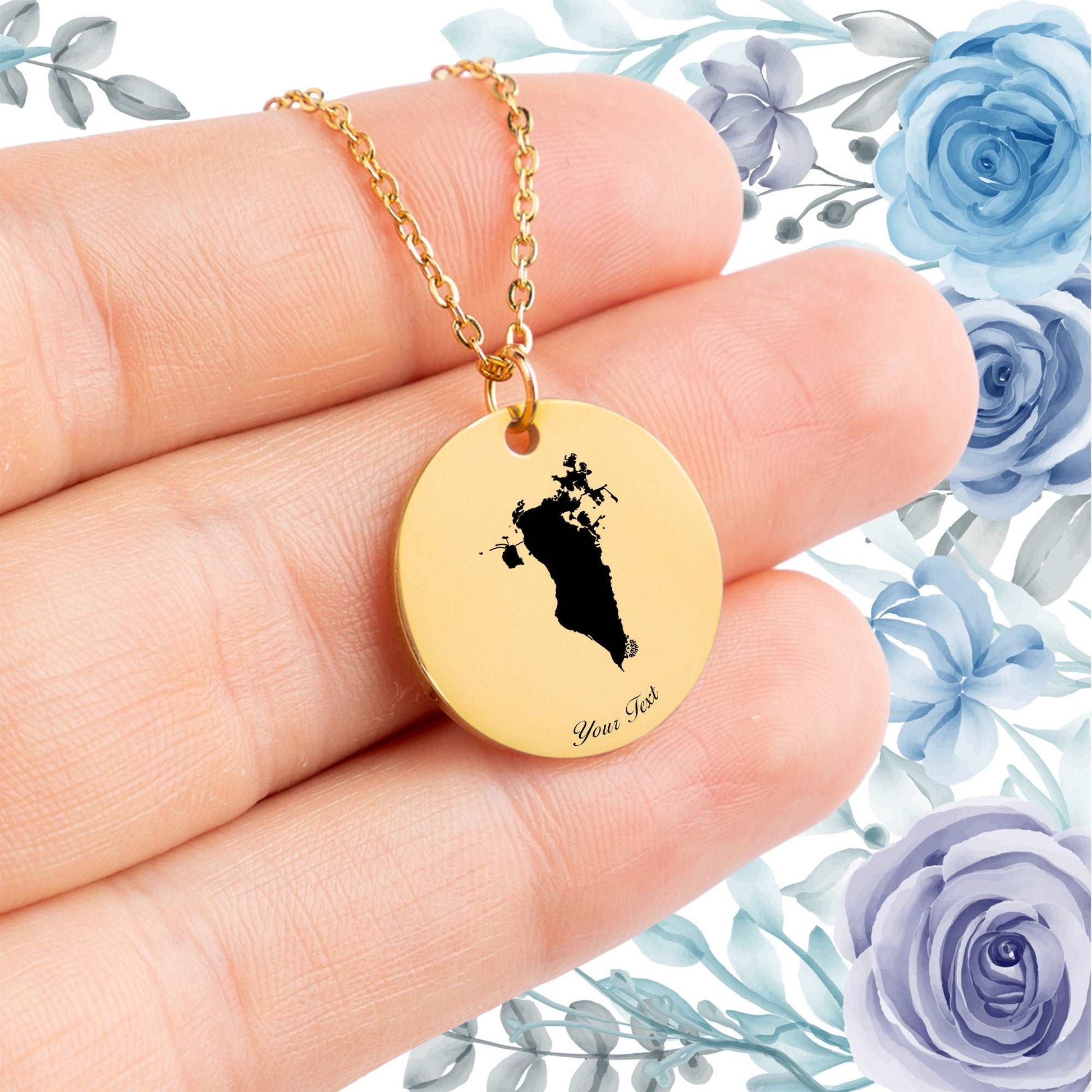 Bahrain Country Map Necklace - Personalizable Jewelry