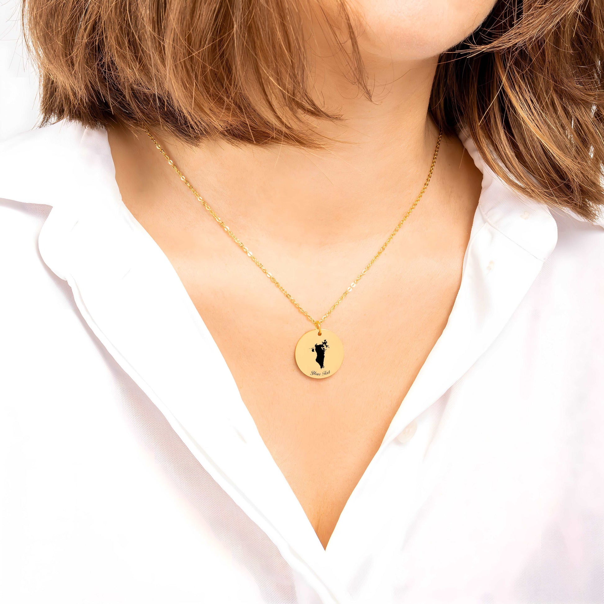 Bahrain Country Map Necklace - Personalizable Jewelry