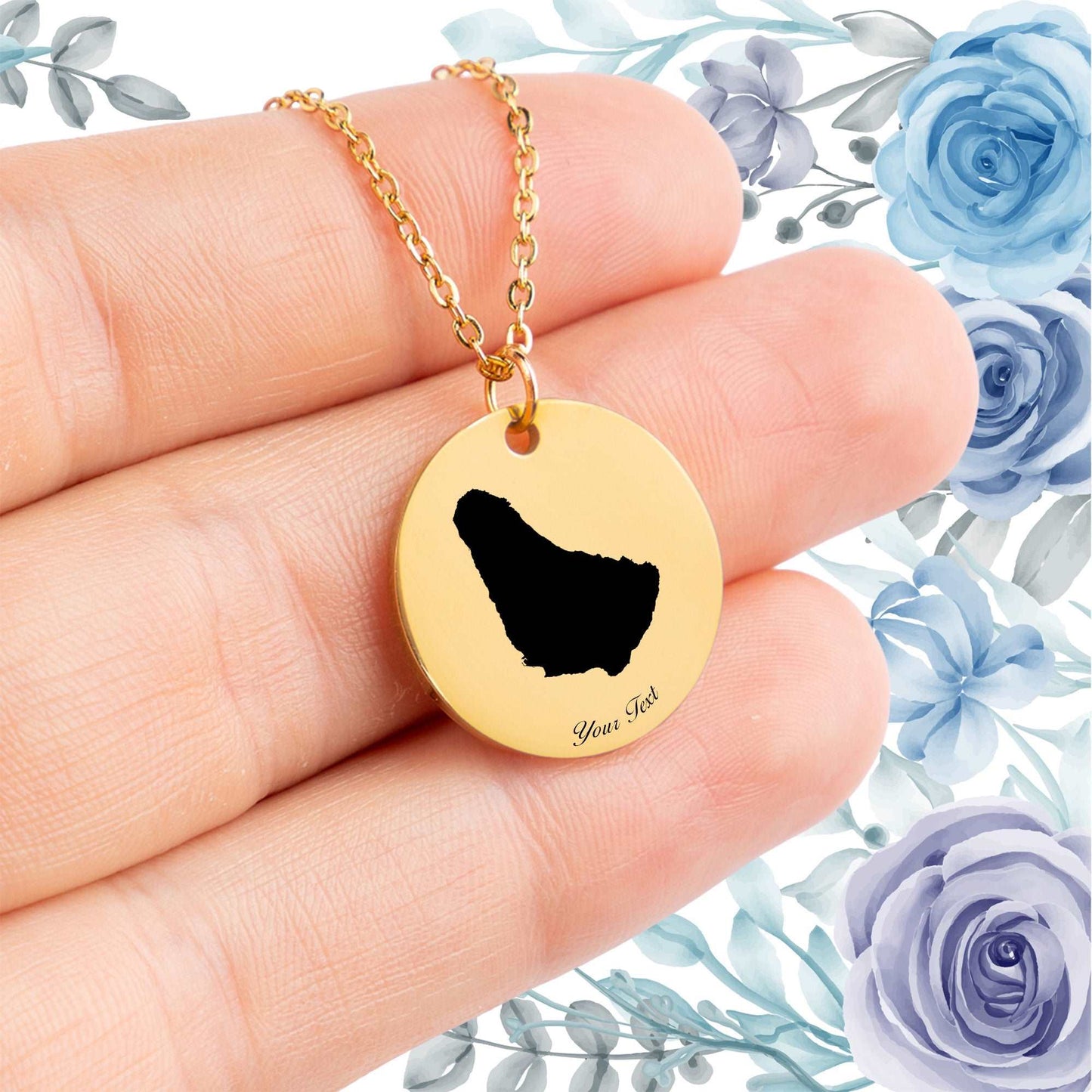 Barbados Country Map Necklace - Personalizable Jewelry