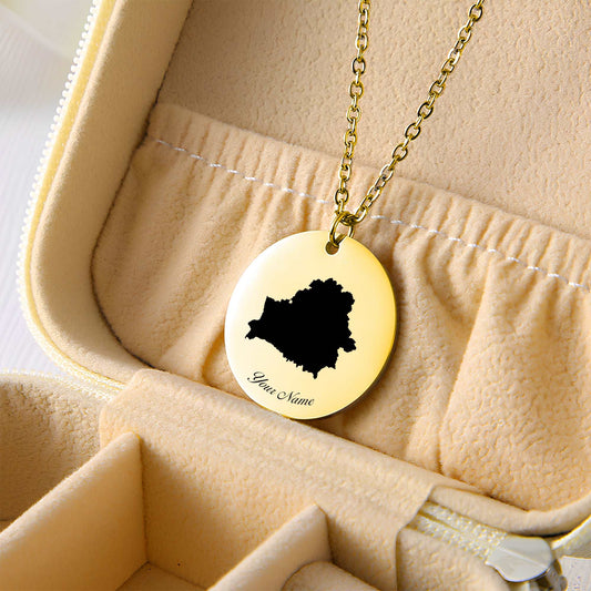 Belarus Country Map Necklace - Personalizable Jewelry