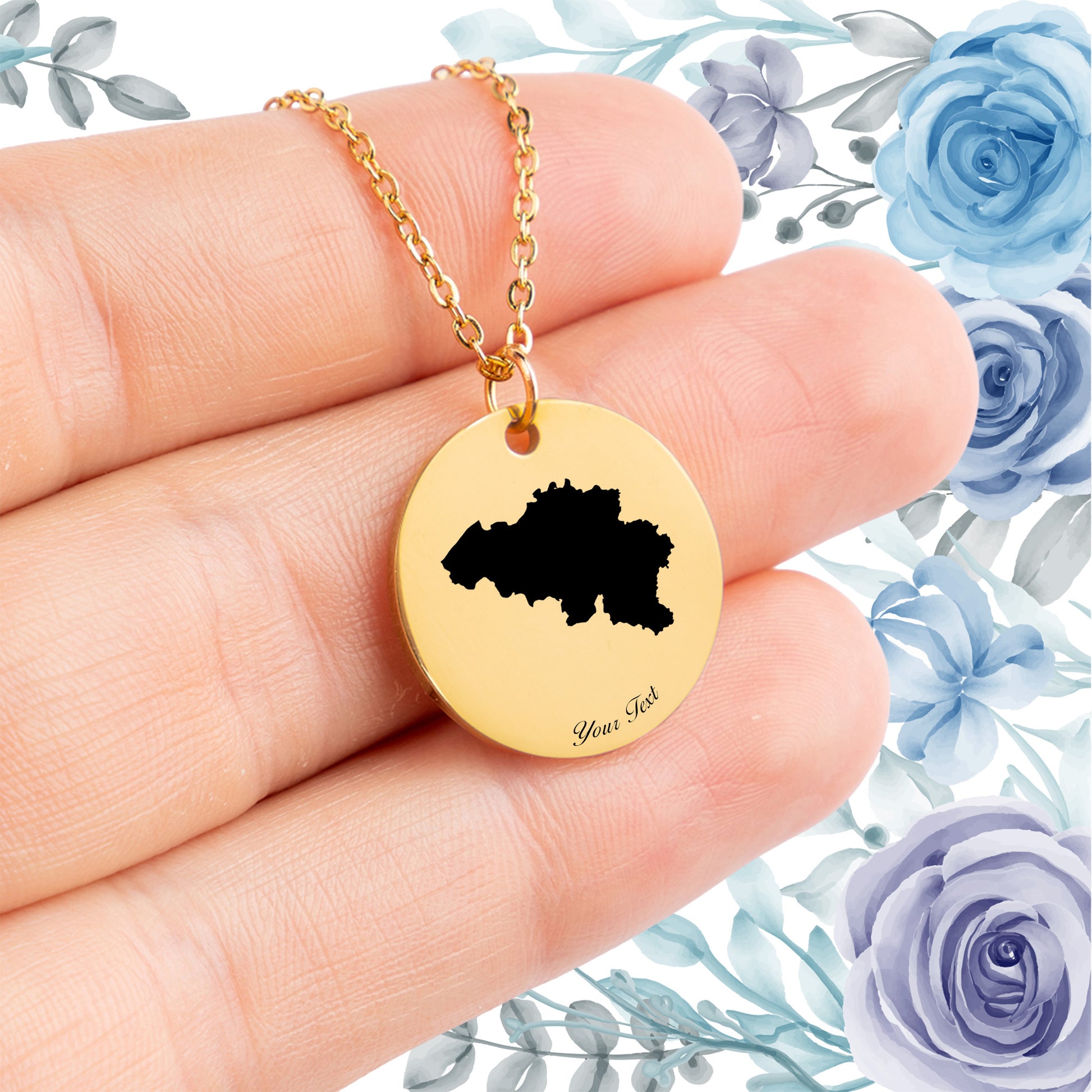 Belgium Country Map Necklace - Personalizable Jewelry