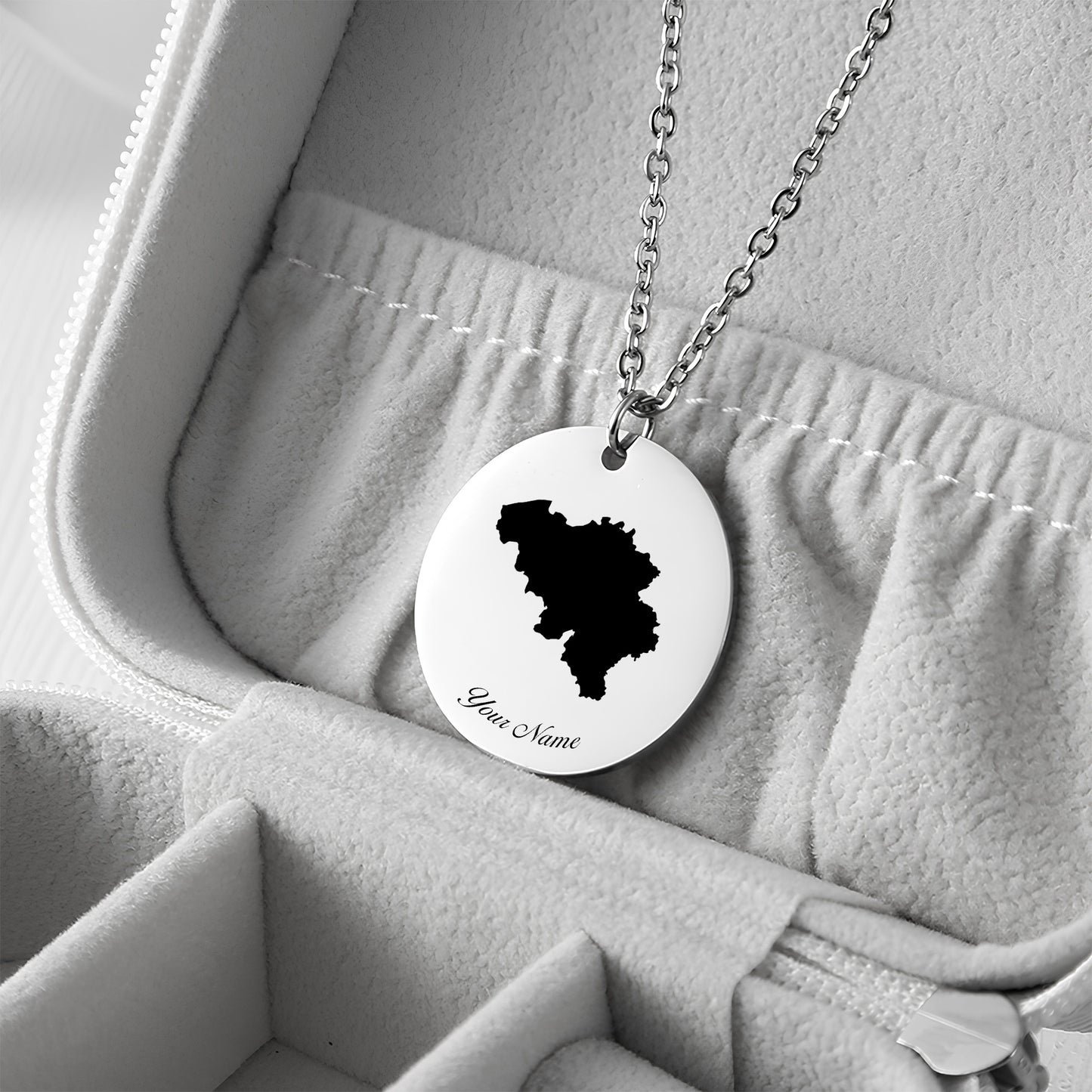 Belgium Country Map Necklace - Personalizable Jewelry