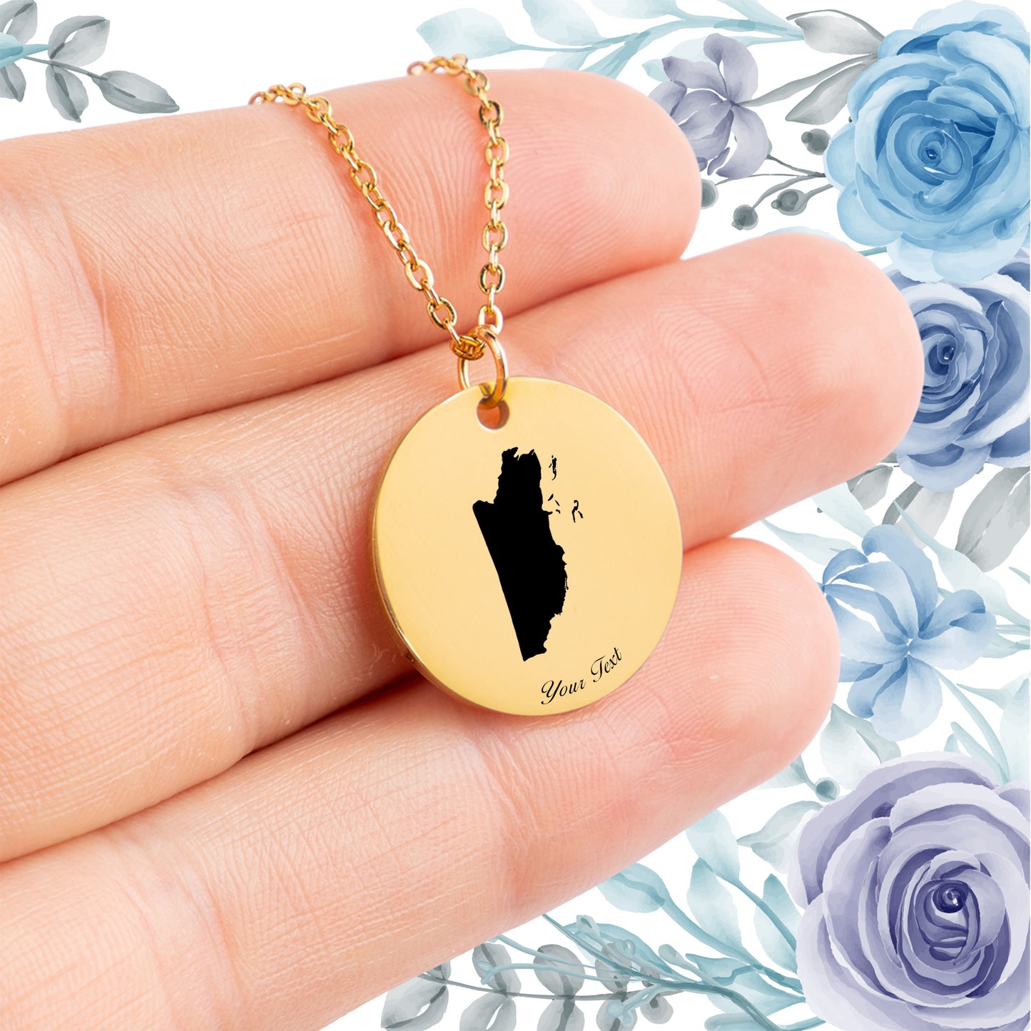 Belize Country Map Necklace - Personalizable Jewelry