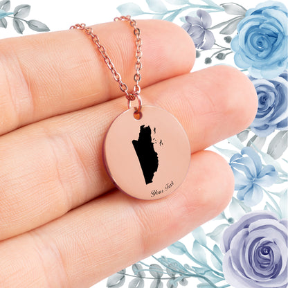 Belize Country Map Necklace - Personalizable Jewelry