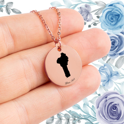 Benin Country Map Necklace - Personalizable Jewelry