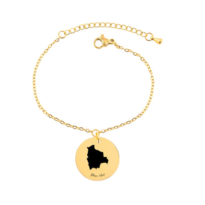 Bolivia Country Map Necklace - Personalizable Jewelry