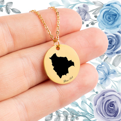 Bolivia Country Map Necklace - Personalizable Jewelry