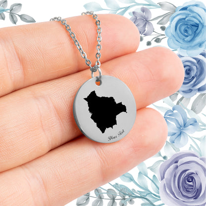 Bolivia Country Map Necklace - Personalizable Jewelry