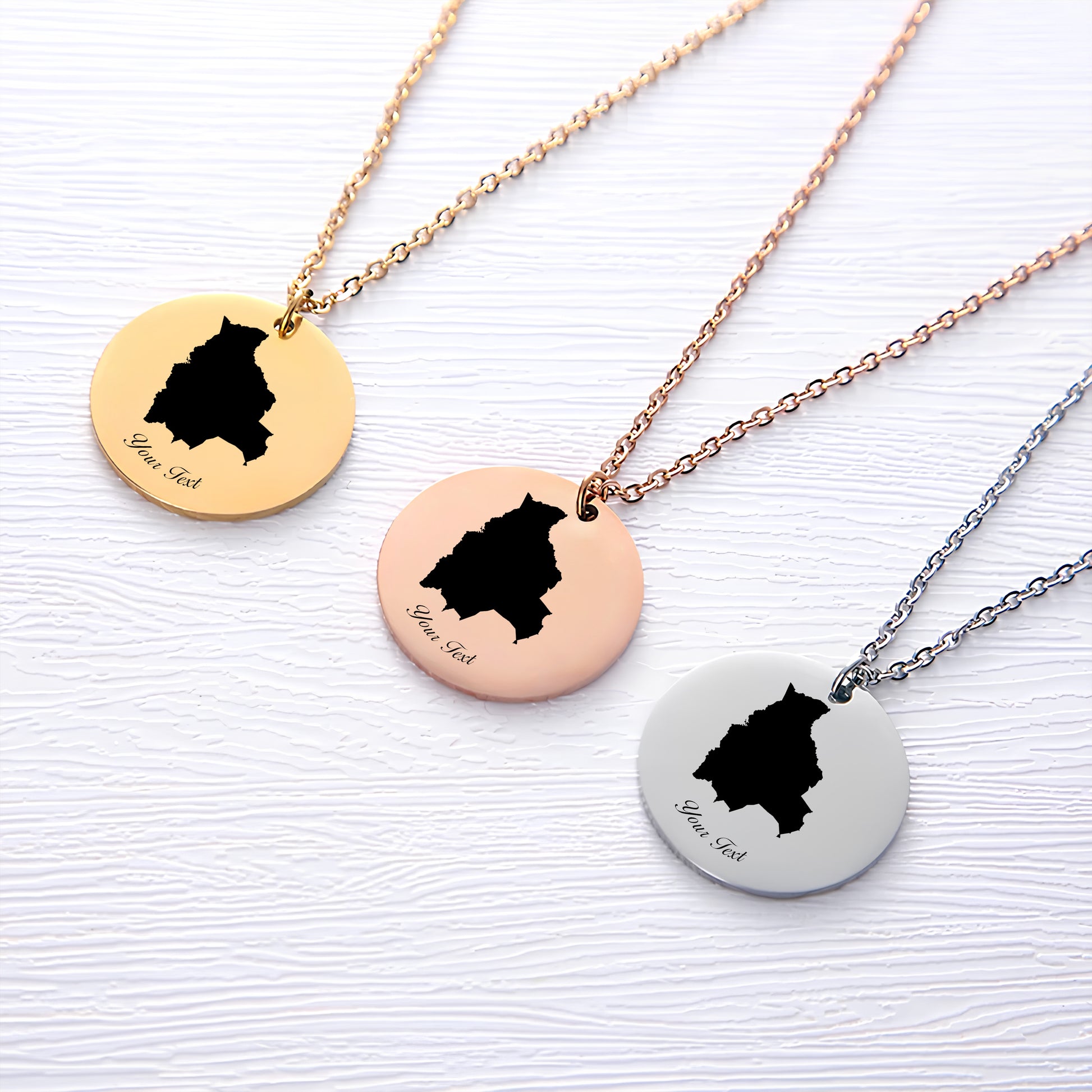 Bolivia Country Map Necklace - Personalizable Jewelry