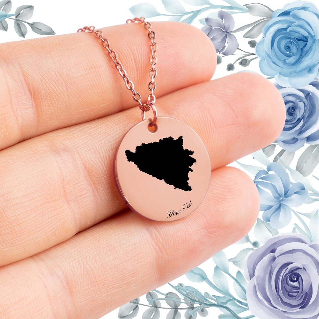 Bosnia and Herzegovina Country Map Necklace - Personalizable Jewelry