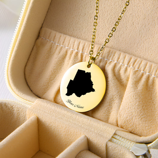 Botswana Country Map Necklace - Personalizable Jewelry