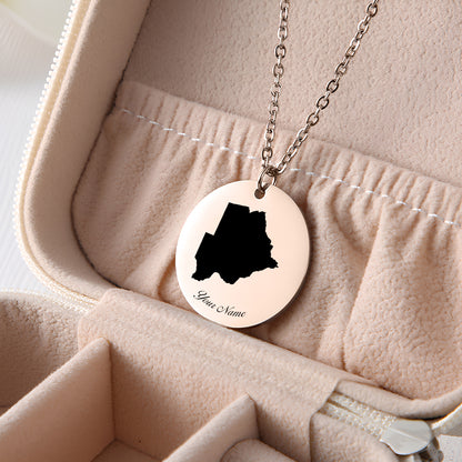 Botswana Country Map Necklace - Personalizable Jewelry