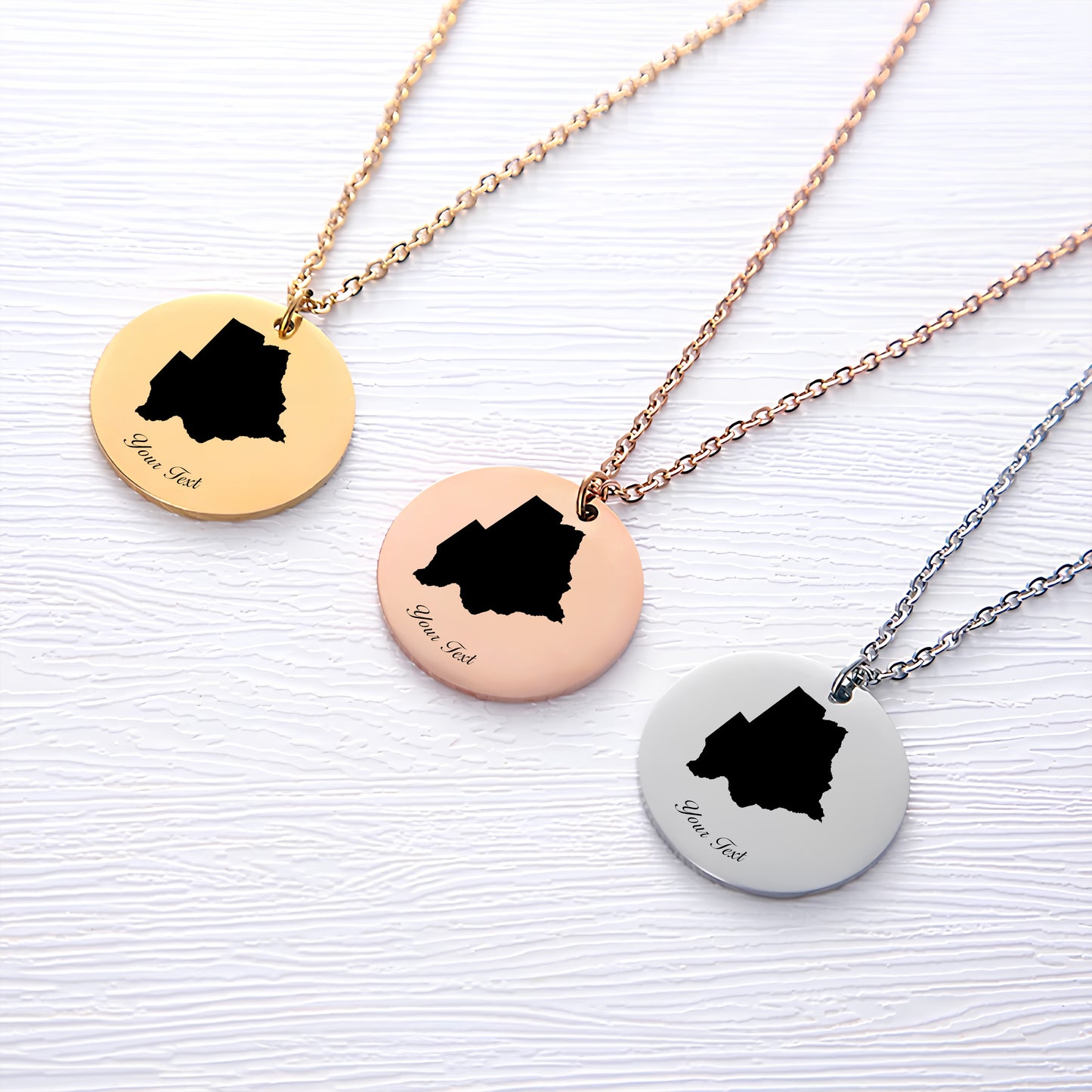 Botswana Country Map Necklace - Personalizable Jewelry