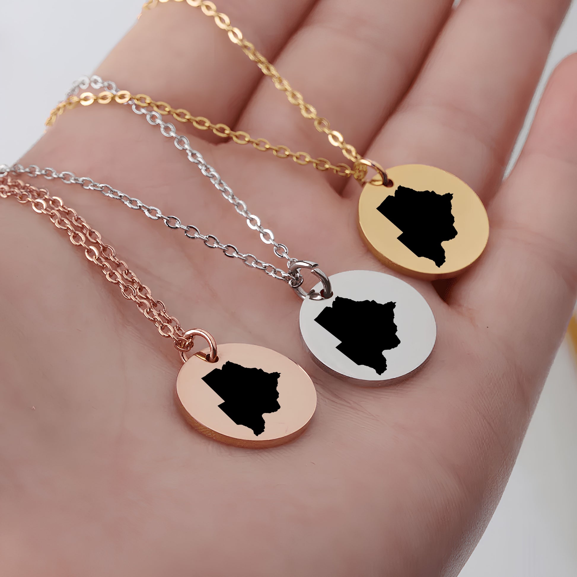 Botswana Country Map Necklace - Personalizable Jewelry