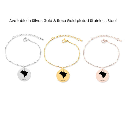 Brazil Country Map Necklace - Personalizable Jewelry