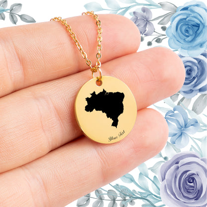 Brazil Country Map Necklace - Personalizable Jewelry