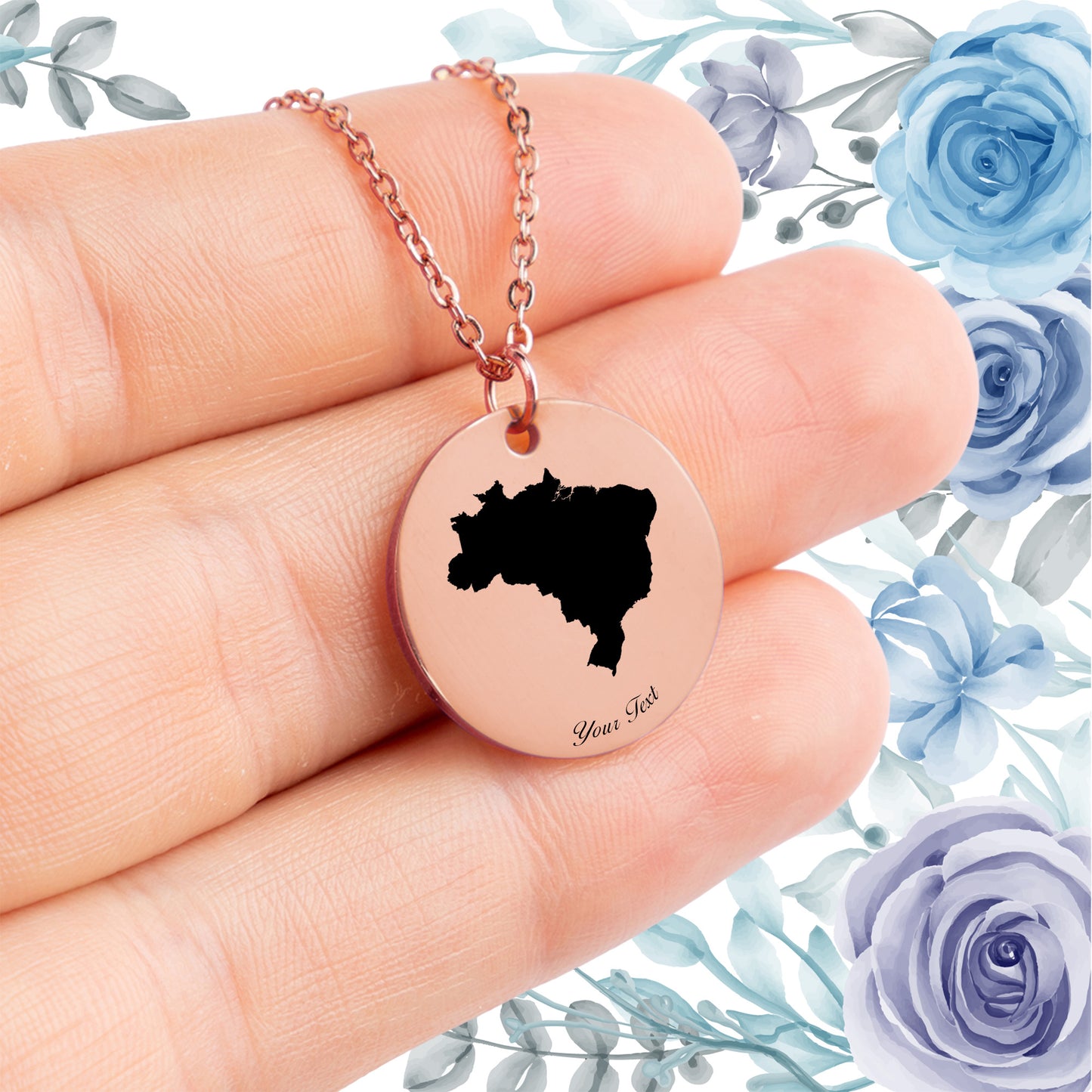 Brazil Country Map Necklace - Personalizable Jewelry