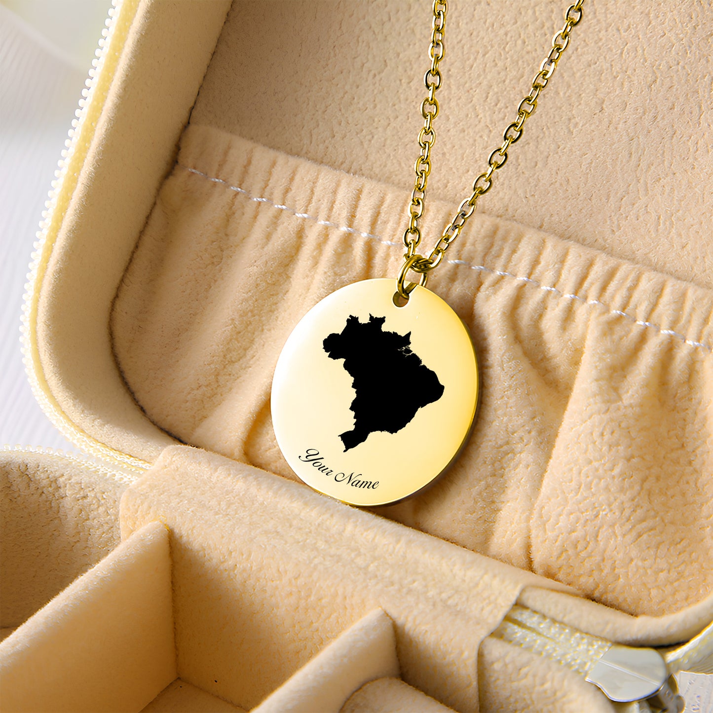 Brazil Country Map Necklace - Personalizable Jewelry