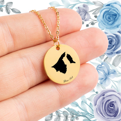 Brunei Country Map Necklace - Personalizable Jewelry