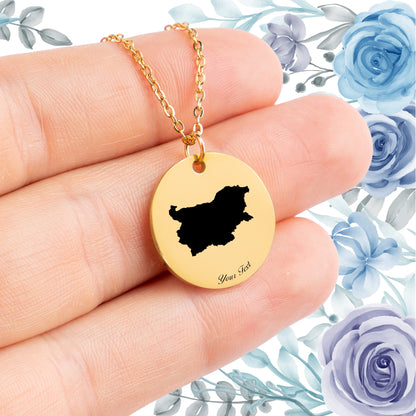 Bulgaria Country Map Necklace - Personalizable Jewelry