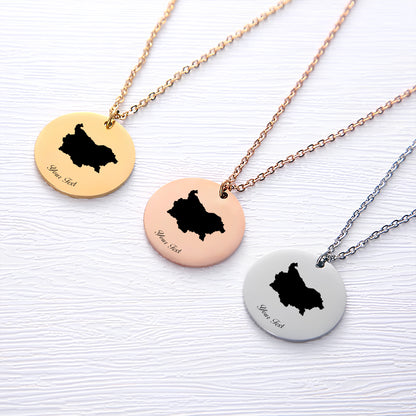 Bulgaria Country Map Necklace - Personalizable Jewelry