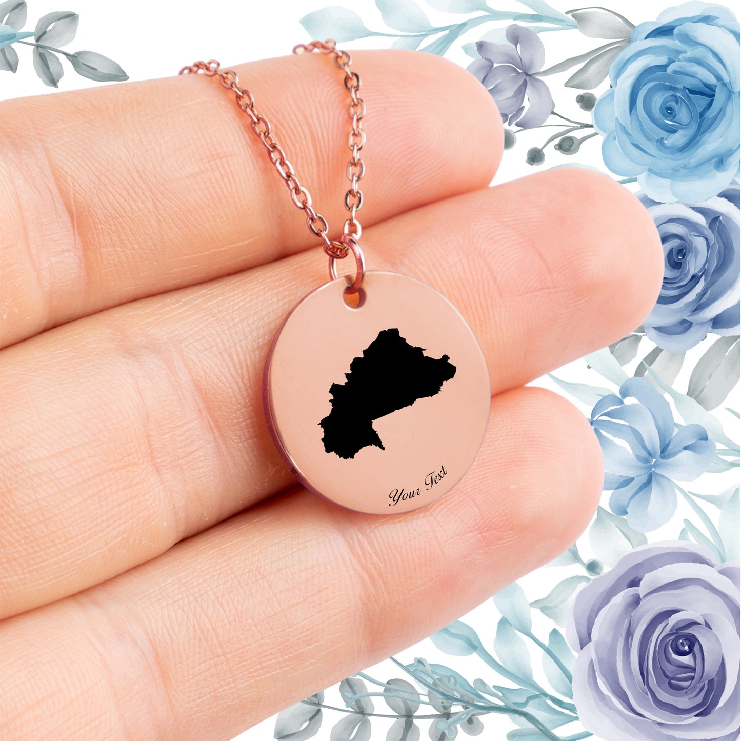 Burkina Faso Country Map Necklace - Personalizable Jewelry