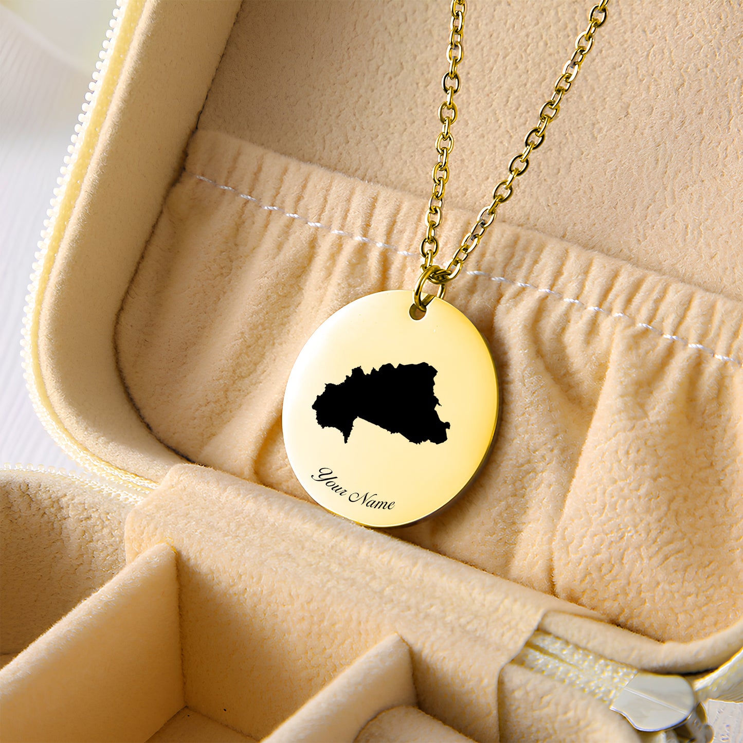 Burkina Faso Country Map Necklace - Personalizable Jewelry