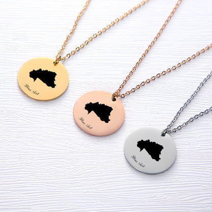 Burkina Faso Country Map Necklace - Personalizable Jewelry
