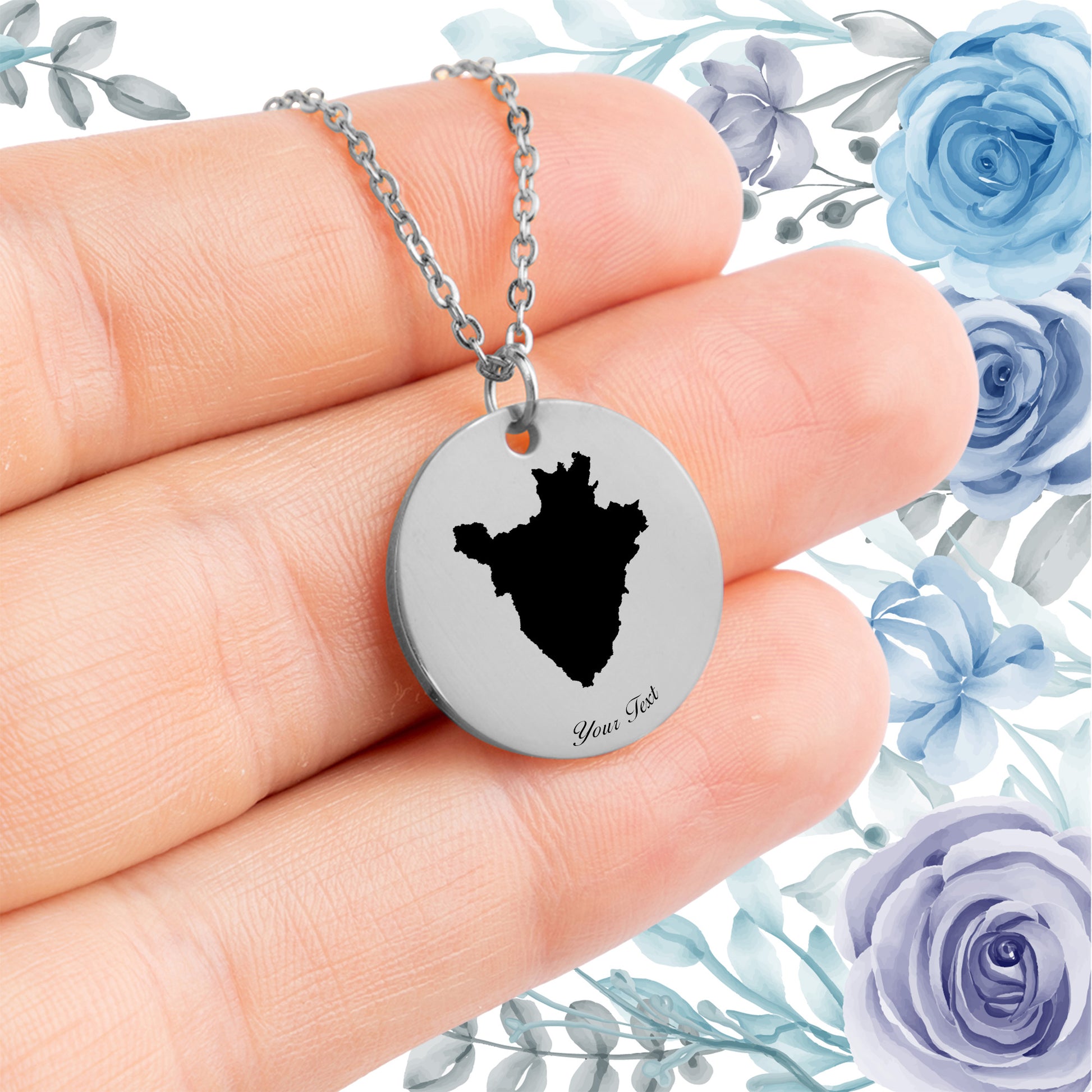 Burundi Country Map Necklace - Personalizable Jewelry