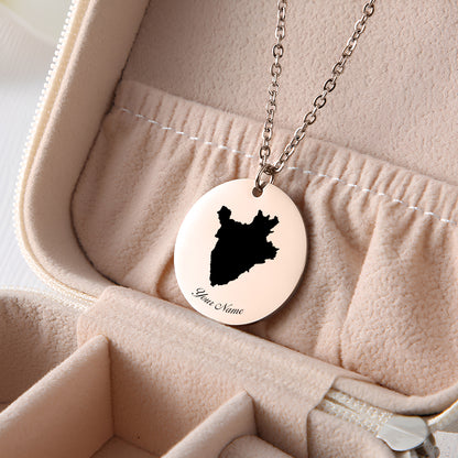 Burundi Country Map Necklace - Personalizable Jewelry