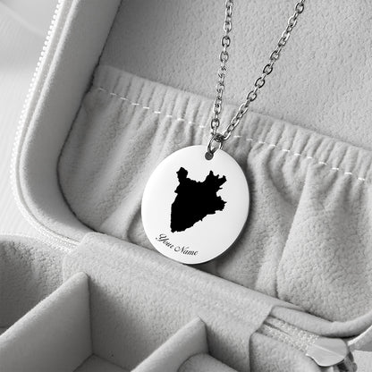 Burundi Country Map Necklace - Personalizable Jewelry