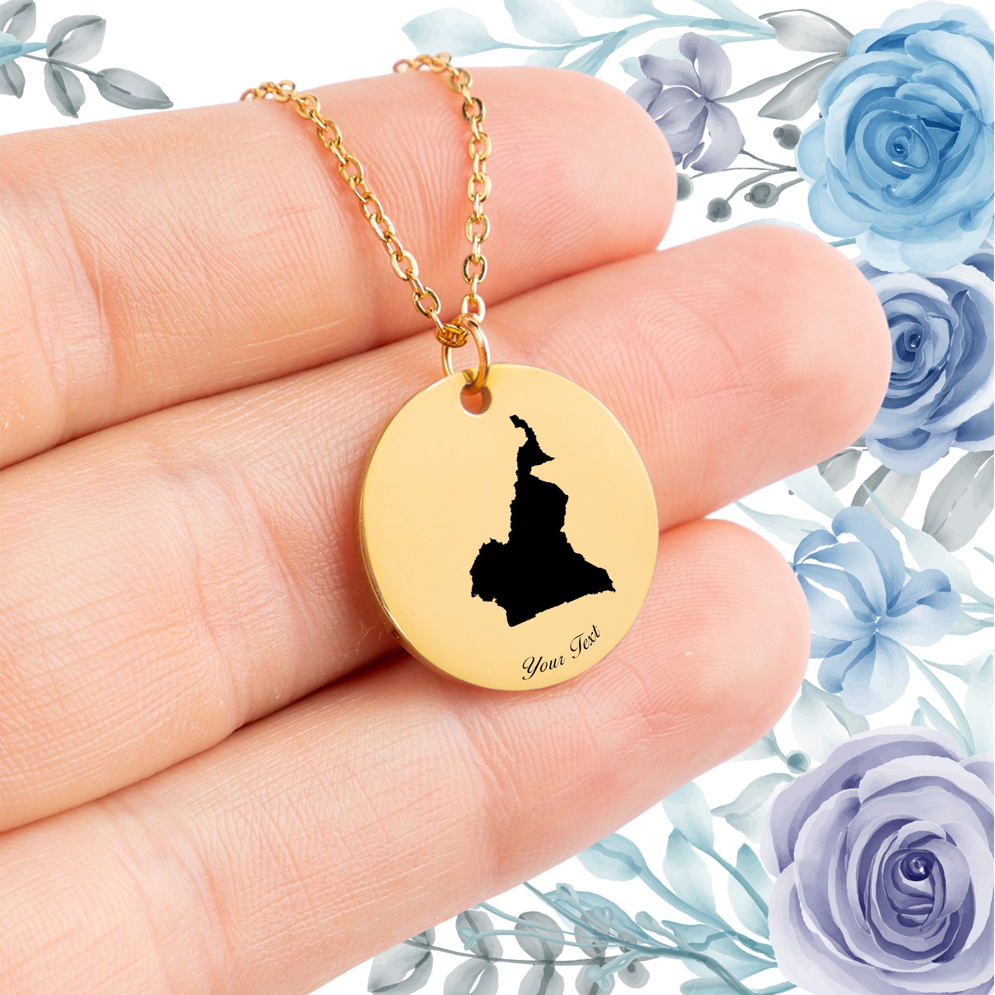 Cameroon Country Map Necklace - Personalizable Jewelry